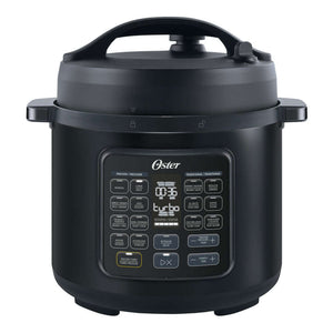 Oster multiolla negra, herramienta de cocina versátil con múltiples funciones en diseño elegante.