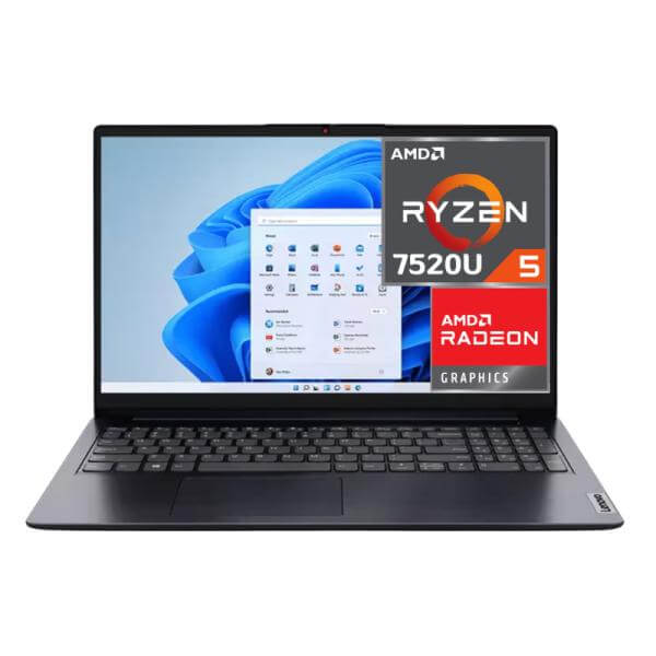 Laptop Lenovo IdeaPad 1 15.6" Ryzen 5 con procesador AMD Ryzen 5-7520U y pantalla amplia.