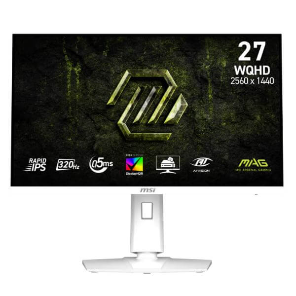Monitor gaming MSI MAG 274QRFW 27 pulgadas con 320Hz y resolución WQHD 2560x1440, pantalla plana y Rapid IPS.