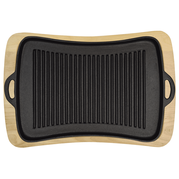 Jim Beam Sarten Hierro Fundido 14" Con Bandeja Madera Jb0206