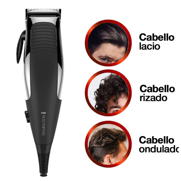 Cortador de Cabello Remington HC1095A-WMF en kit profesional con cuchillas acero inoxidable, motor potente y agarre antideslizante