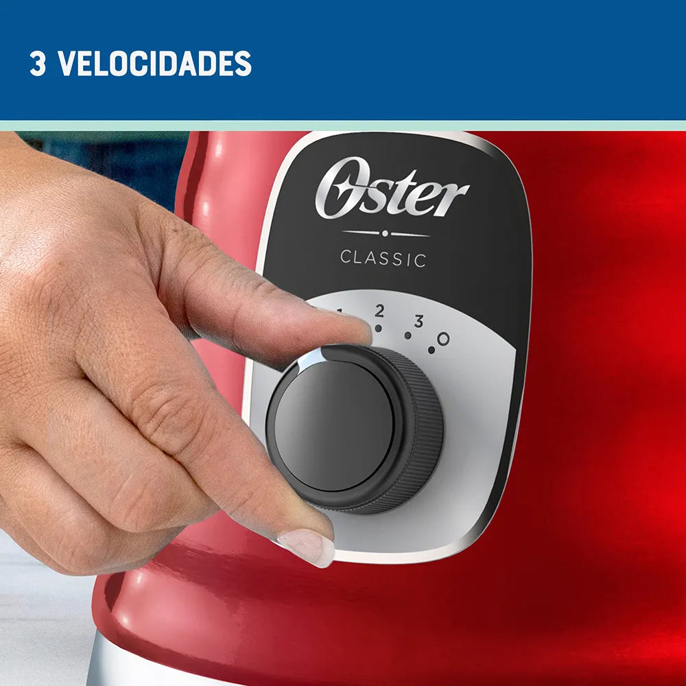 Licuadora Oster 3 Velocidades - 700W - Vaso Vidrio 1.25 Litros - Cuchilla Trituradora De Hielo - Motor Duradero