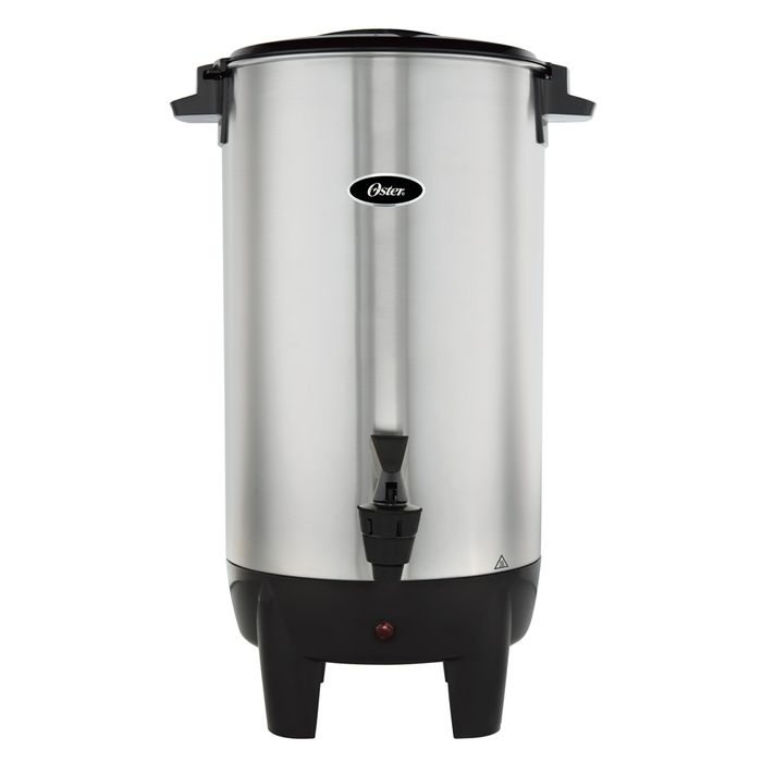Percolador Oster De 45 Tazas - Acero Inoxidable Cepillado - Función Automática De Mantenimiento Del Calor - Asas Laterales Para Transporte - Luz Indicadora De Preparación.