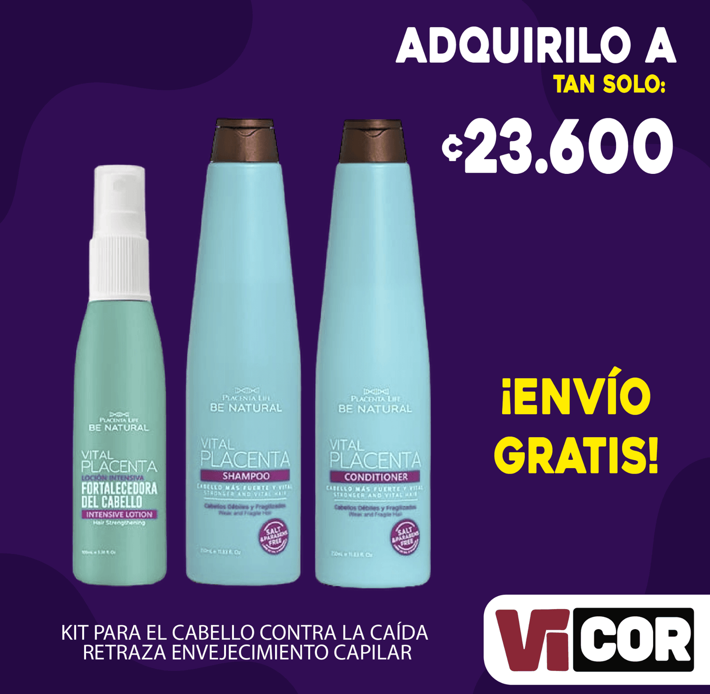 Kit shampoo + acondicionador + fortalecedora de cabello contra la caída retraza envejecimiento capilar