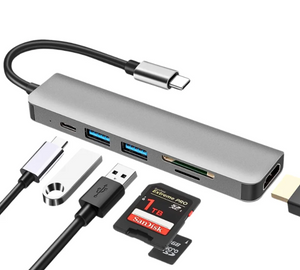 Hub Adaptador Tipo C De 6 Multipuertos Tipo C