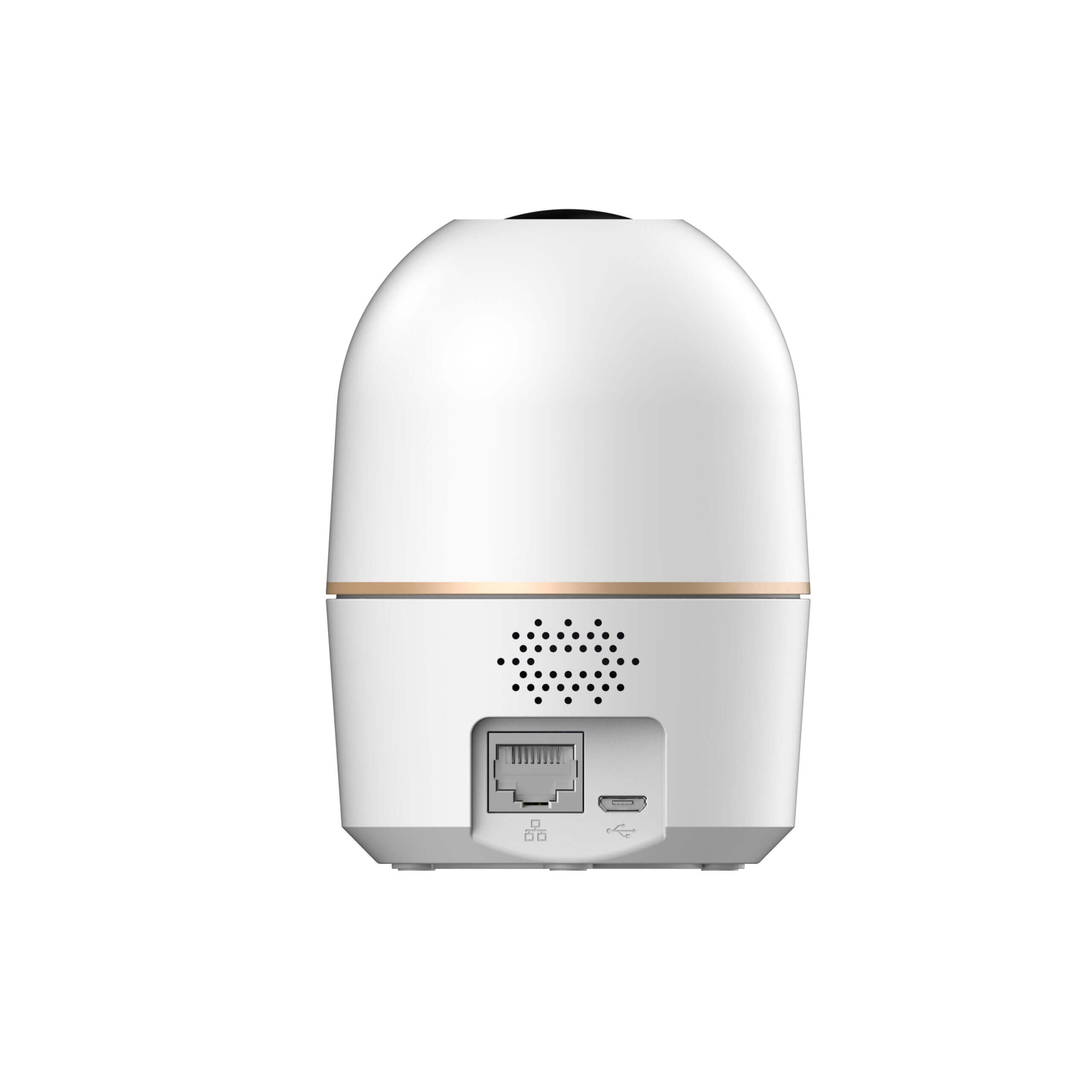 Back view of CAMARA WIFI DAHUA DOMO HERO MINI-PT 5MP IR10M USO INTERIOR SPEAK+MIC. H5A showcasing ports and design.