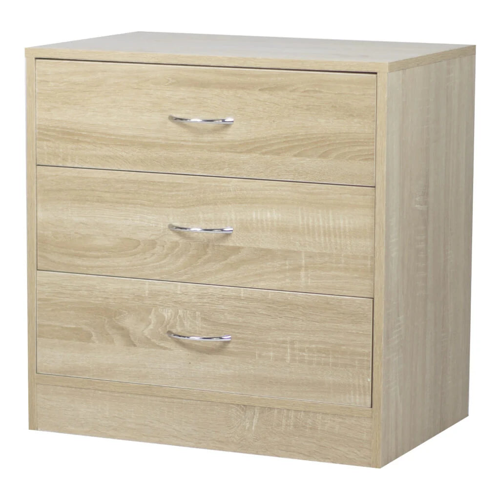 Alt Tag: Kenneth Cole Gavetero 3 Niveles Color Roble-W60.5 X H61 X D40 Cm-Kcwd20220510-O cajonera roble 3 niveles mango plata 60.5x61x40 cm