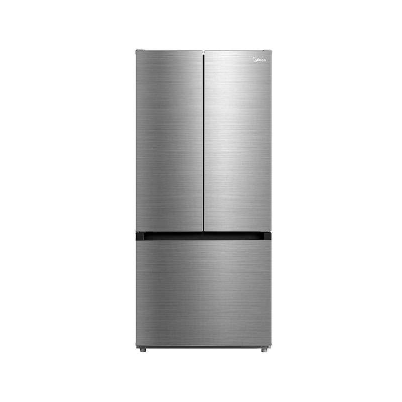 Refrigerador Midea French Door 19 pies en acabado de acero inoxidable, diseño moderno y eficiente.