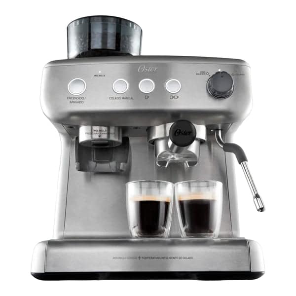 Cafetera Espresso Oster Perfect Brew - Molino Integrado - Bomba Italiana 15 Bar - Microespuma Para Lattes Y Capuccinos - Control De Temperatura Avanzado