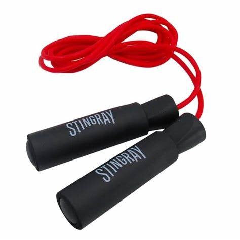 Stingray Cuerda Para Saltar Roja Sfcuerda-Bas-Pr - cuerda de salto roja con mangos negros antideslizantes para ejercicio