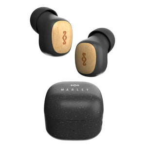 Audífonos Smile Jamaica TWS Earbuds JE124SB negro con estuche de carga, diseño elegante y compacto.