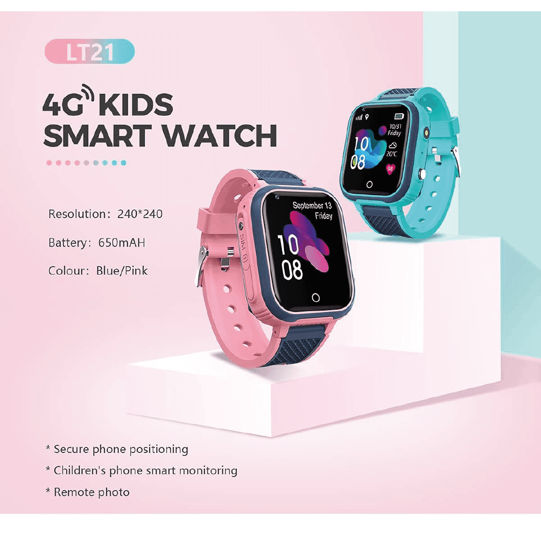 Reloj Inteligente Para Niños, Lt21 4G Smart Watch Niños Gps Wifi Videurn Llamada Ip67 Impermeable Niños Smart Watch Cámara - reloj infantil azul y rosa con cámara y GPS