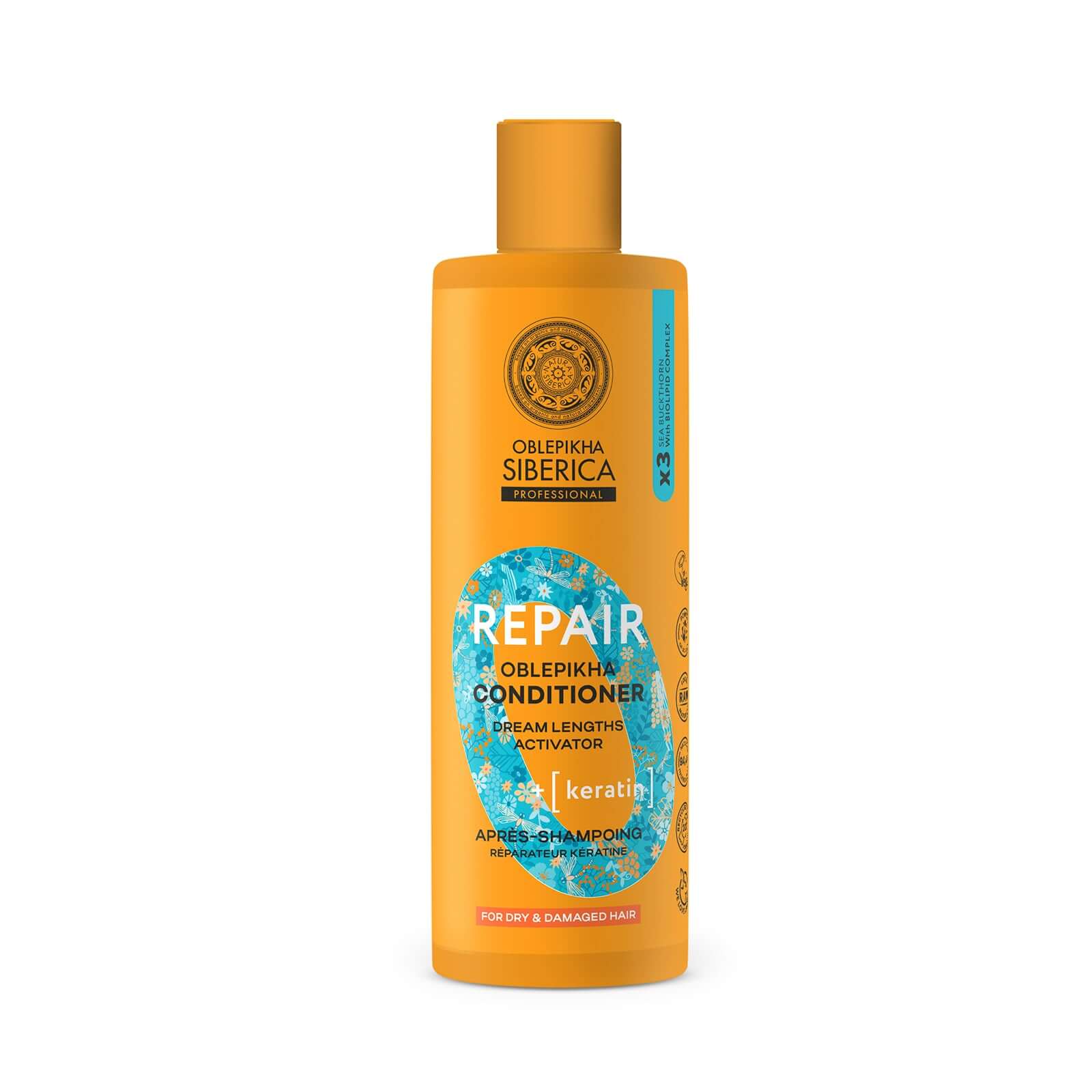 ACONDICIONADOR REPARADOR DE QUERATINA NATURA SIBERICA 400 ML para cabello seco y dañado, 100% original.
