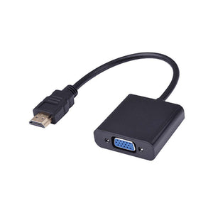 Adaptador HDMI a VGA de alta calidad con conector HDMI y salida VGA para conexión de dispositivos.