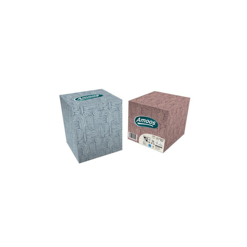 TOALLITAS FACIALES AMOOS CUBO COSMÉTICO 70 PAÑUELOS 2 CAPAS CAJA 24 UNIDADES F622701