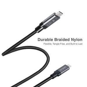 cable USB-C carga rápida 240W con nylon trenzado, flexible y duradero.
