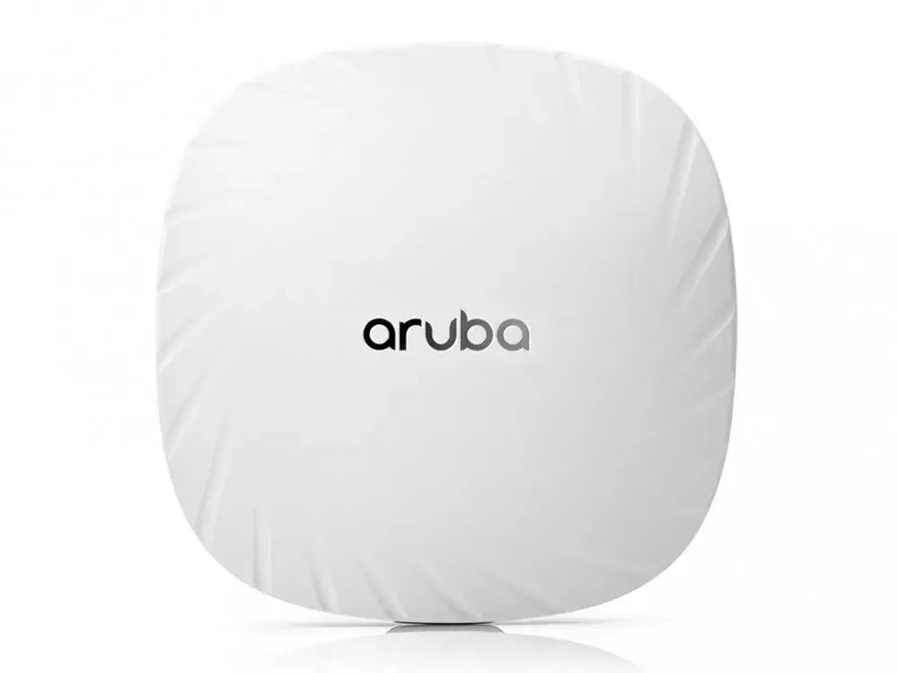 punto de acceso Aruba AP-505 con diseño moderno en color blanco y logo de Aruba visible.