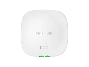 Punto de acceso Wi-Fi 6 Aruba AP21, diseño compacto para conectividad en interiores y soporte para hasta 50 dispositivos.