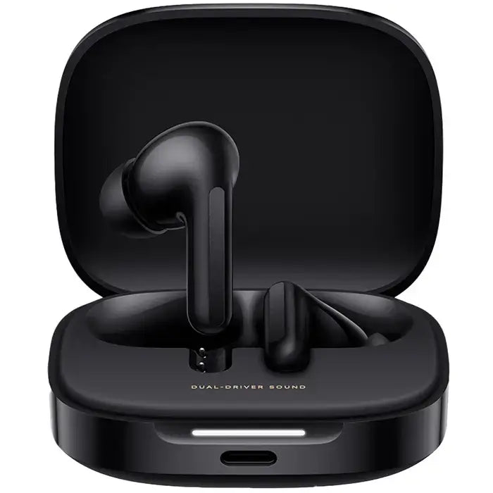 Audífonos Redmi Buds 6 Active 55696 con diseño semiauricular y sonido dual, ideales para una experiencia auditiva cómoda.