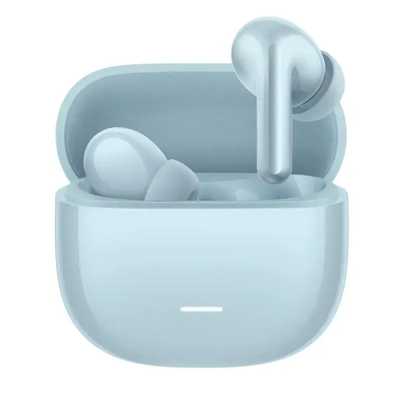 Audífonos Redmi Buds 8 Lite azul en estuche, diseño ergonómico y cómodo para una experiencia auditiva excepcional.