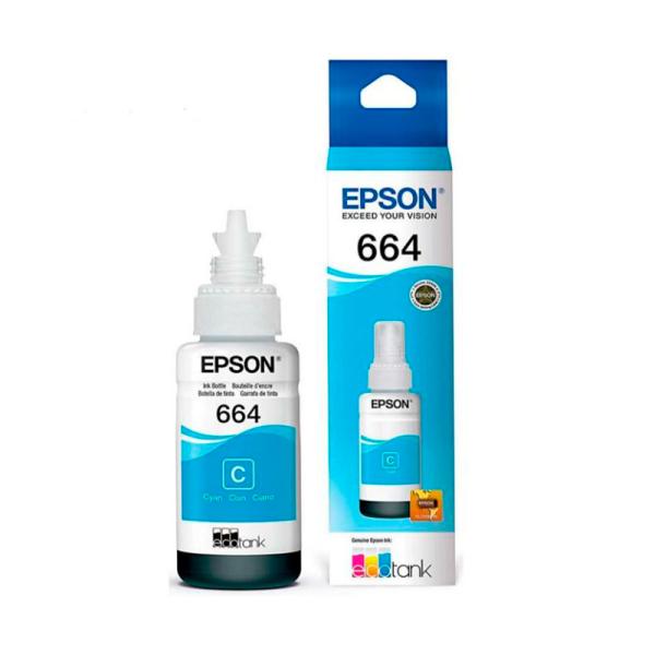 BOTELLA DE TINTA EPSON T664220-AL CYAN botella tinta cyan compatible Epson 664 para impresora Ecotank