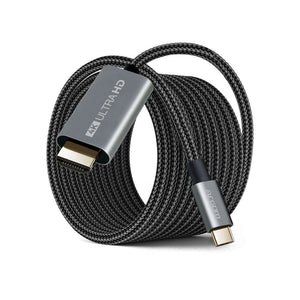 Cable USB-C a HDMI 4K, 1.8m trenzado, ideal para transmisión de video 4K a 30 Hz.