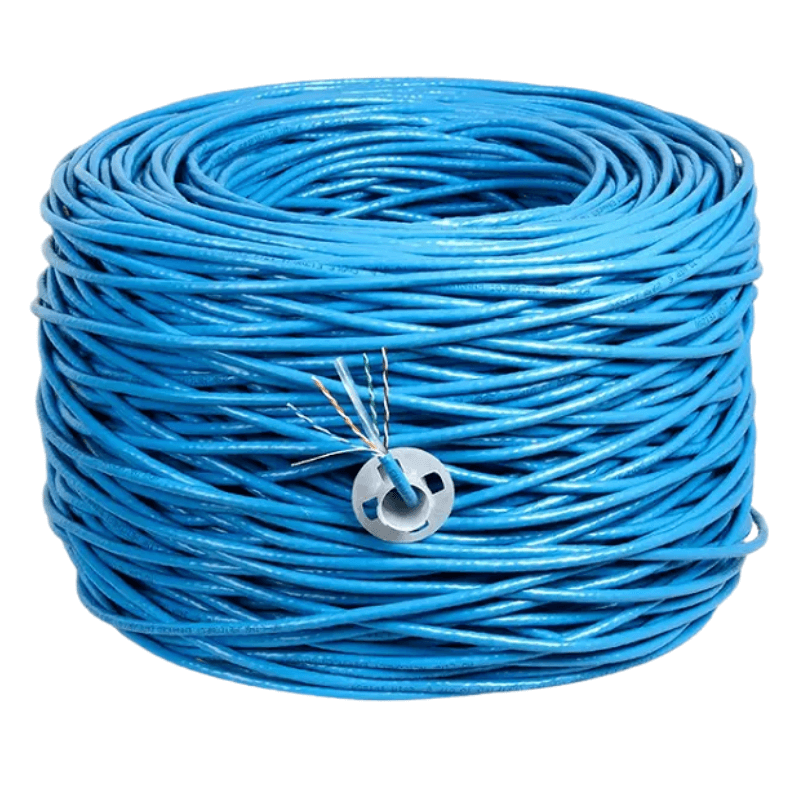 CABLE UTP CAT6 NOVA FAN60305001C 305M PVC blue cable spool network cable close-up