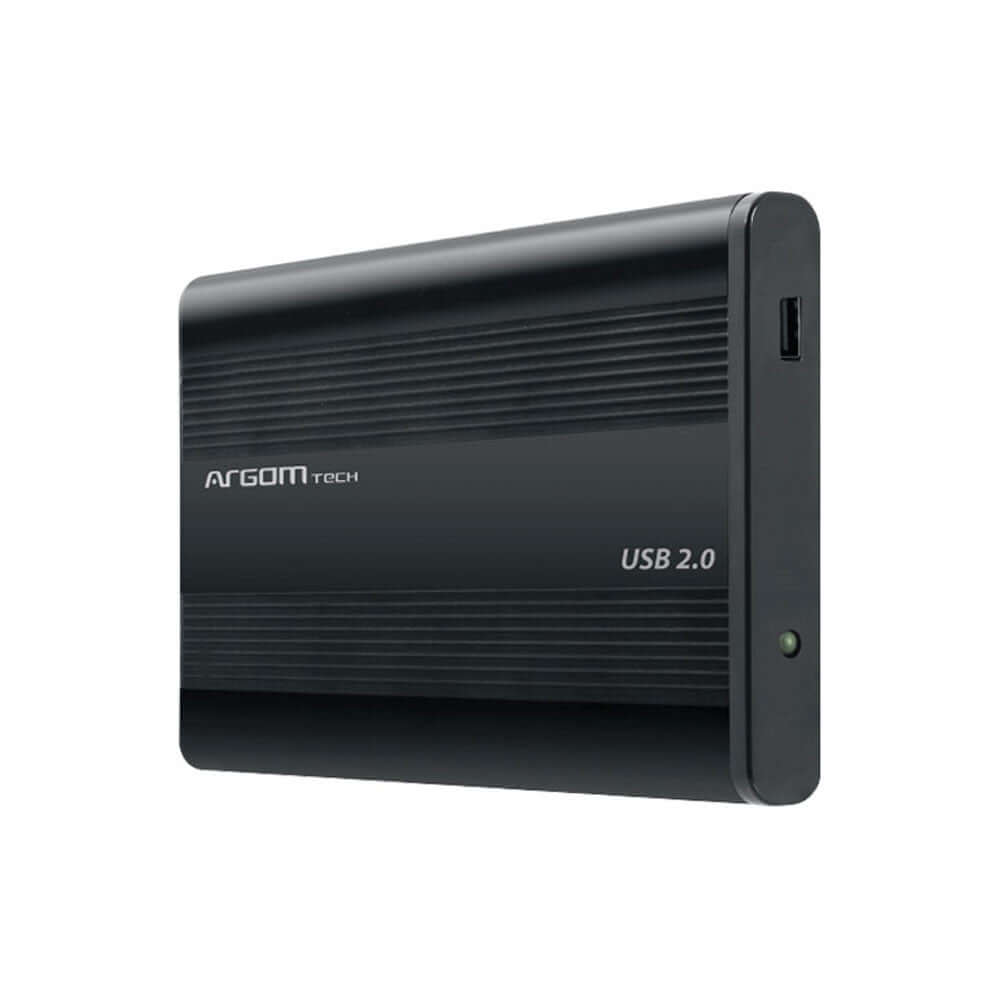 Carcasa disco duro SATA USB 2.0, diseño compacto y ligero, ideal para almacenamiento portátil.