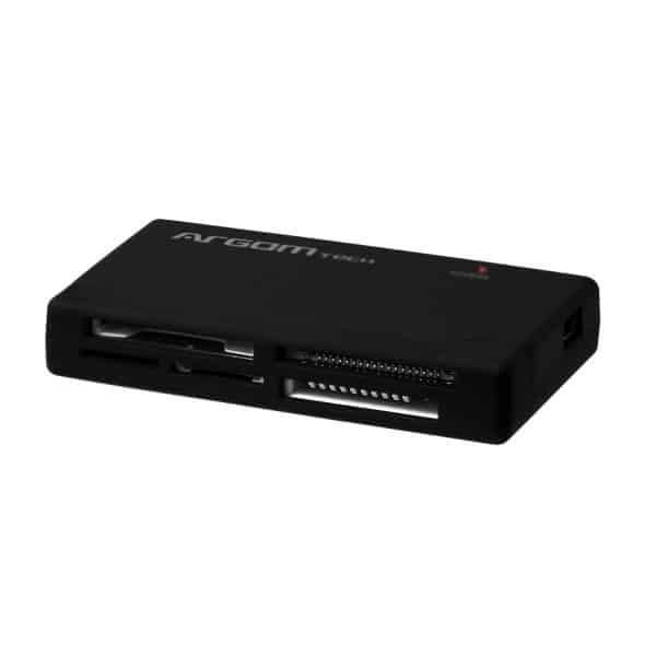 Card Reader Externo Argom Usb 88R Arg-Cr-0088 - lector de tarjetas USB negro compacto con múltiples ranuras para SD, microSD y tarjetas M2