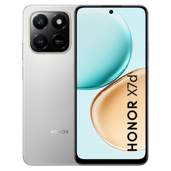 Teléfono Honor X7d 8GB 256GB con diseño moderno y elegante, ideal para rendimiento fluido y almacenamiento.