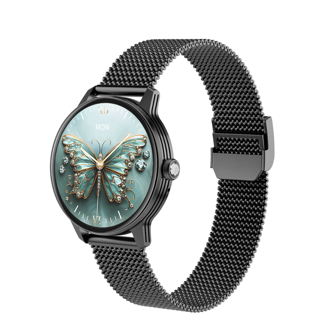 Correas reloj inteligente 18mm con diseño de mariposa y malla metálica, ideal para personalizar tu reloj.