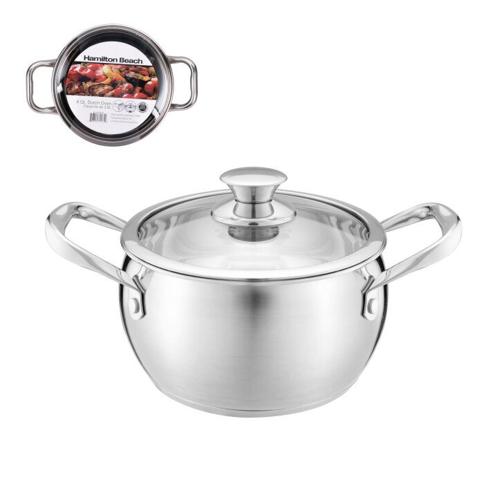 Hamilton Beach Dutch Oven Acero Inox 3.8L | 4Qt C/Tapa Vidrio Induccion Profesional Hbq106 Productos De Cocina > Ollas Costa Rica