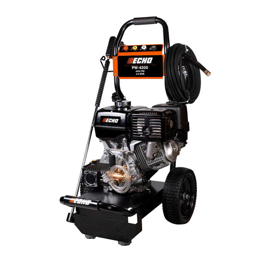Hidrolavadora Echo Pw-4200 con motor Honda GX390, bomba triple AR, manguera 15.2 m y ruedas anti-pinchazos
