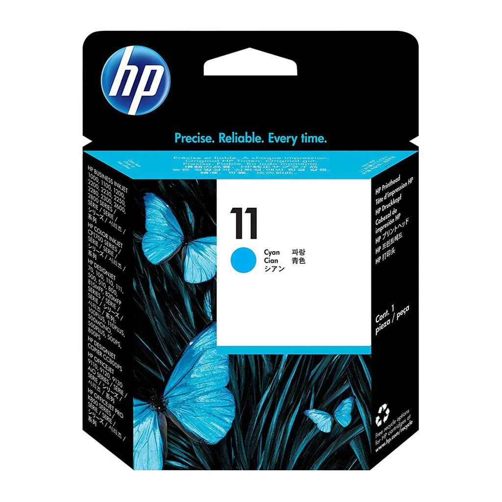 HP cabezal cian 24 000Pgs #11 plotter 111-510 C4811A en caja original con diseño de mariposas azul