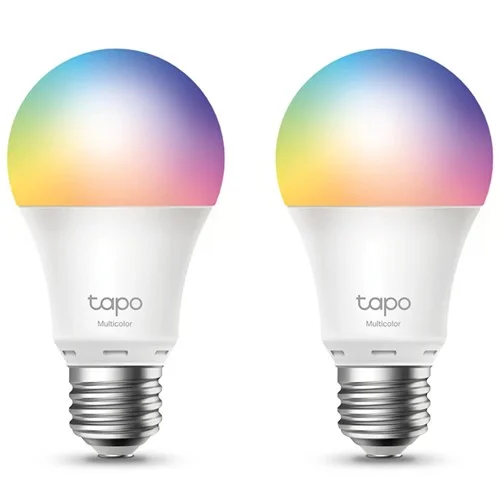 Vista del pack de dos bombillas inteligente multicolor Wi-Fi TP-Link Tapo L530E con 16 millones de colores personalizables.