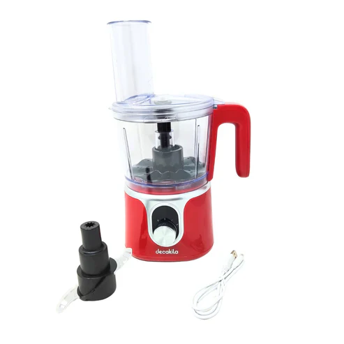 PROCESADOR ALIMENTOS 11.1V 1.25L ROJA BATERIA KMMG005R Decakila en rojo con accesorios incluidos