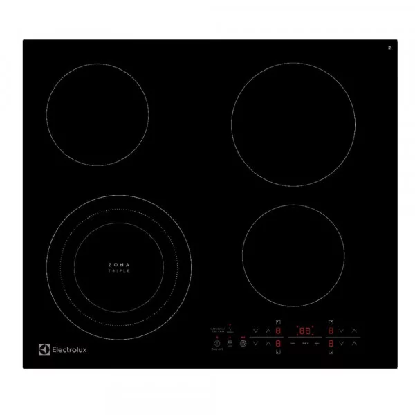 Plantilla eléctrica empotrable 24 pulgadas de Electrolux con 4 quemadores en superficie de vidrio elegante.