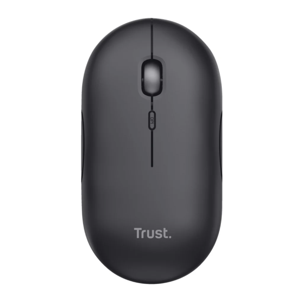 Trust mouse recargable inalambrico silencioso color negro - 24059 con diseño ultradelgado y botones silenciosos, vista superior
