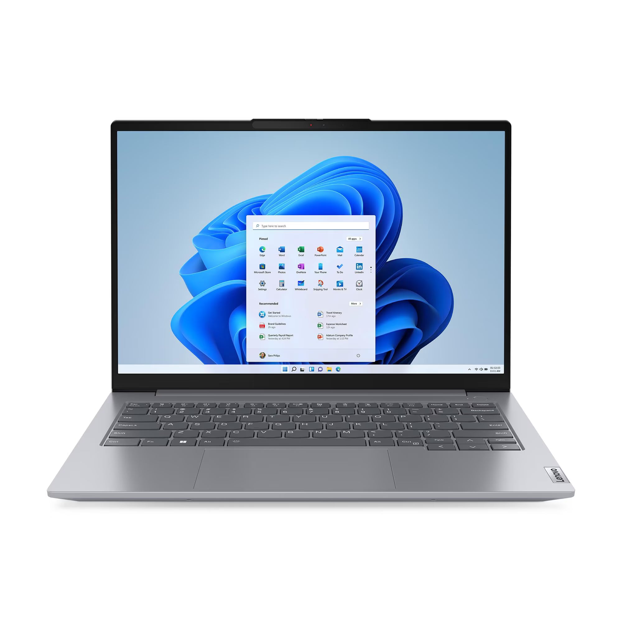 Laptop Lenovo TB 14 G6 i7 con Windows 11 Pro, pantalla y teclado en color plata.