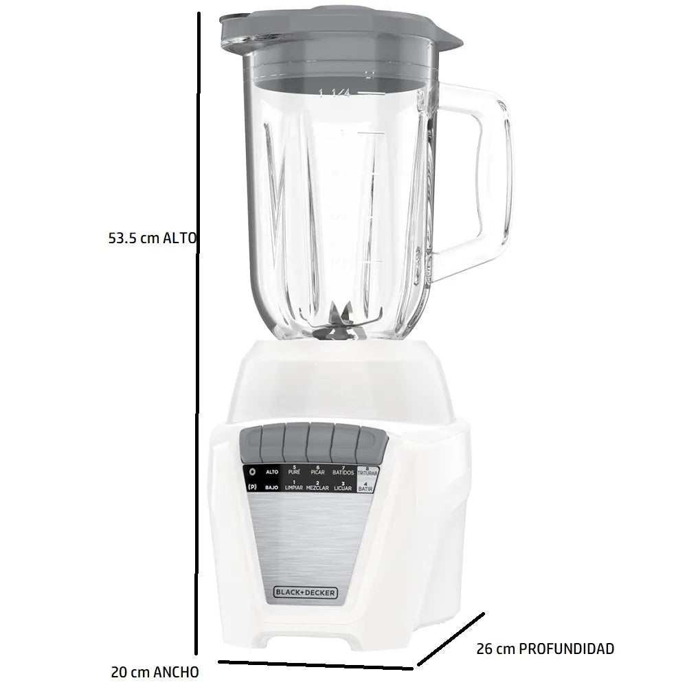 Licuadora 8 Vel+ Pulso 1.5 Ltrs Vidrio 700W Blanca Black & Decker Bl0876-1Wdla Productos De Cocina > Licuadoras Costa Rica