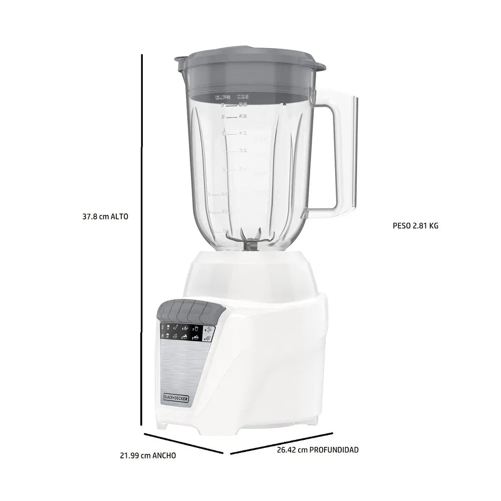 Licuadora 8 Vel+ Pulso 1.5 Ltrs 2 Jarras Vidrio-Plastico 700W Blanca Black & Decker Bl0876-3Wdla Productos De Cocina > Licuadoras Costa Rica