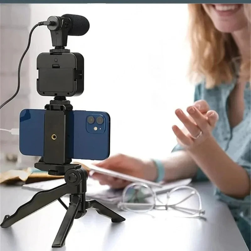 Kit de creación de contenido todo en uno trípode, luz led para transmisión