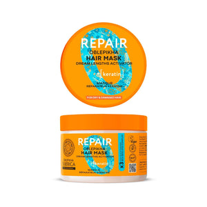 mascarilla capilar reparadora queratina Oblepikha para cabello seco y dañado
