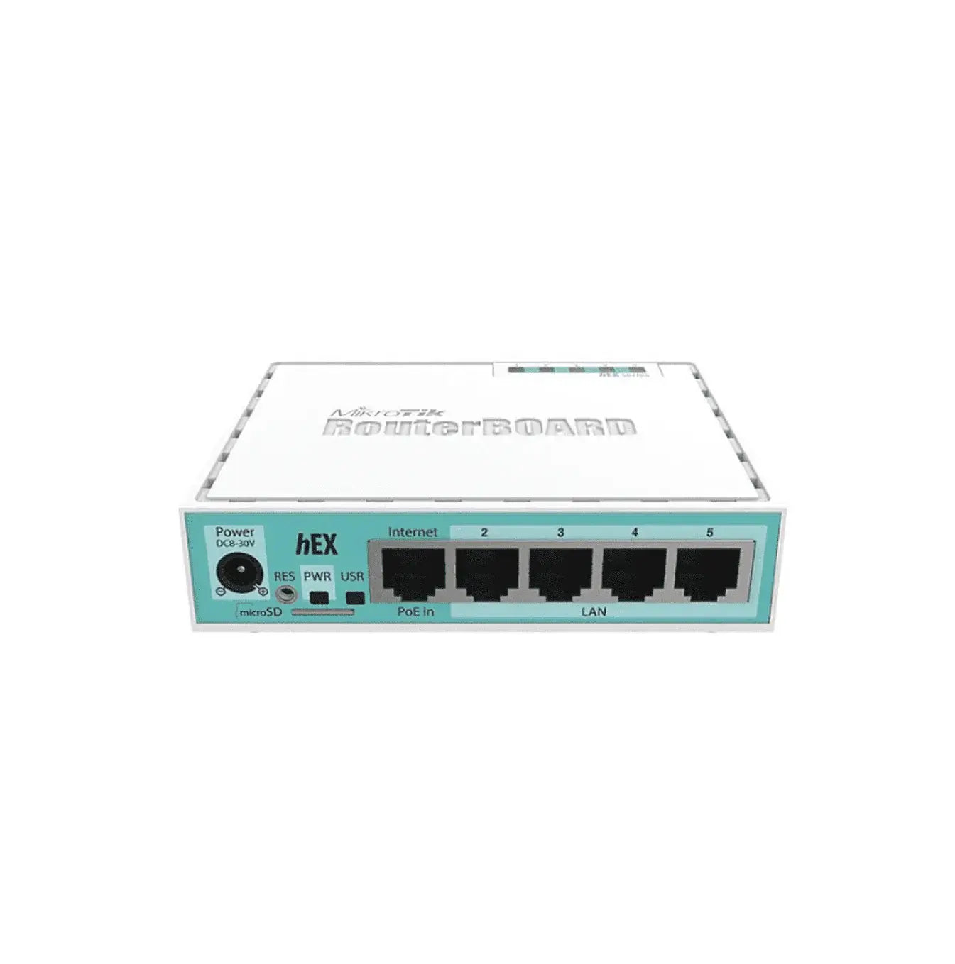 Router hEX 5 puertos gigabit de MikroTik, con CPU de doble núcleo y puerto USB