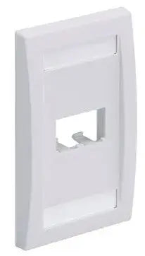 Placa frontal Panduit 2 puertos en color blanco hueso, ideal para instalaciones eléctricas.