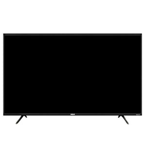 Pantalla RCA Roku 58 pulgadas 4K frente a fondo negro, ideal para entretenimiento en casa.