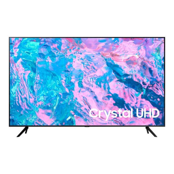 Pantalla Samsung Smart Tv Uhd 4K 43" con pantalla Crystal UHD y soporte minimalista, imagen colorida y nítida