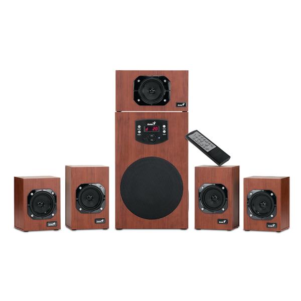 PARLANTE GENIUS RS2 SWHF5.1 4600 125W CABLEADO USB / RCA 31730016401 - sistema de sonido 5.1 madera con subwoofer y control remoto
