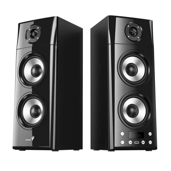 PARLANTE GENIUS SP-HF2800 CABLEADO / BLUETOOTH 31730022403 - par de parlantes negros con woofers y controles frontales