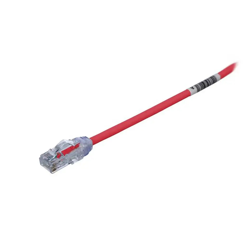 Patch cord panduit cat6a 1ft rojo, cable de red de 28AWG para conexiones confiables.